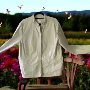 Talbots jacket fall beige stretch Size 18 Hooks in the front nice look